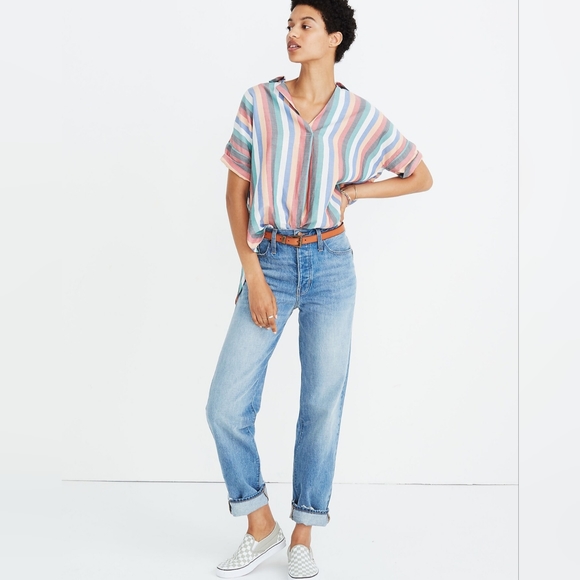 Madewell Courier Button-Back Shirt in Festival Stripe. Size XS - Picture 2 of 10